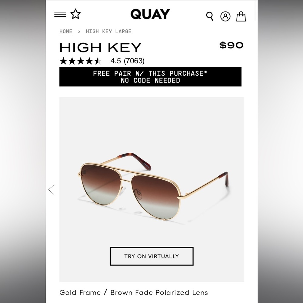Quay Gold Frame Sunglasses